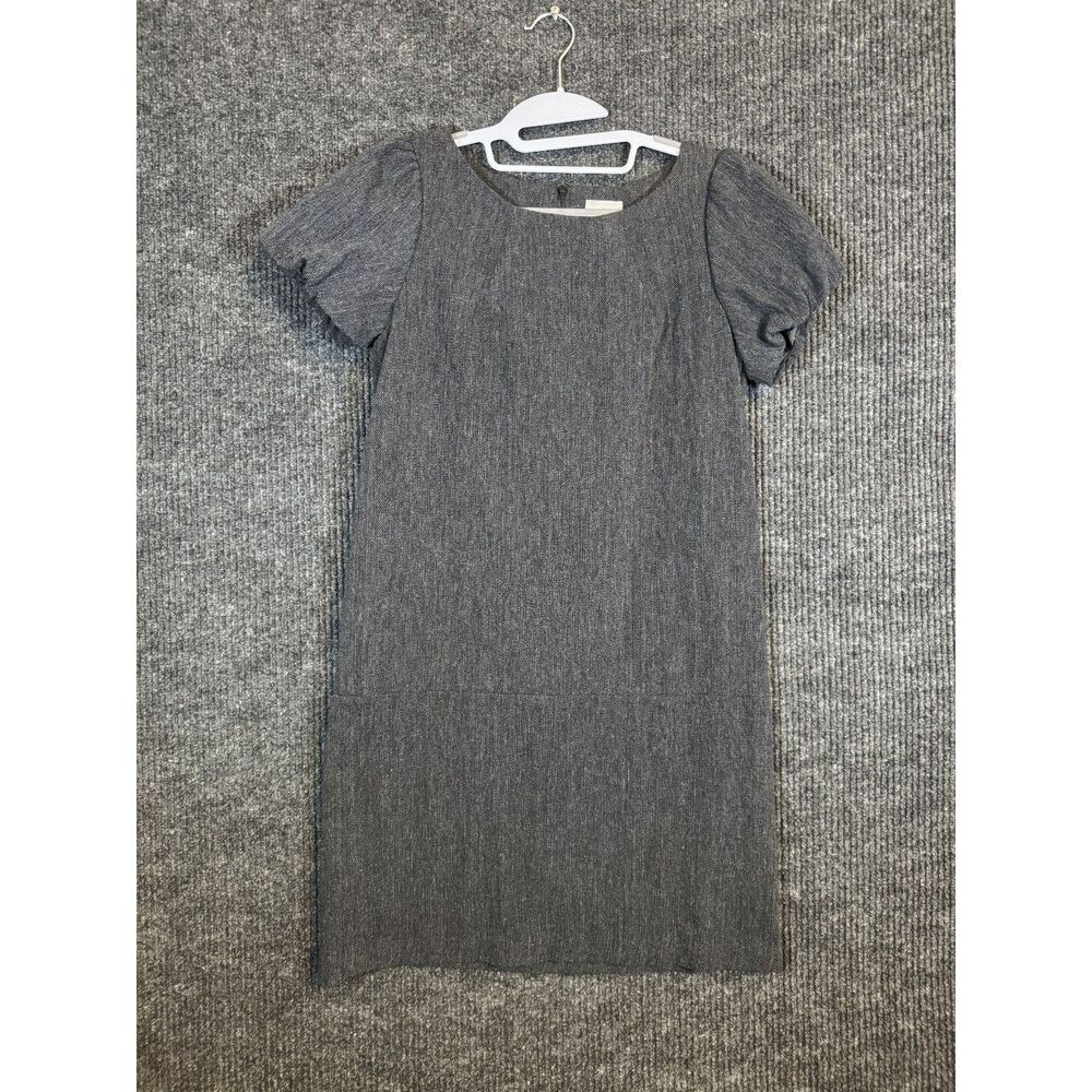 MK2K Charcoal Black Wool Blend Puff Sleeve Shift Dress Size M